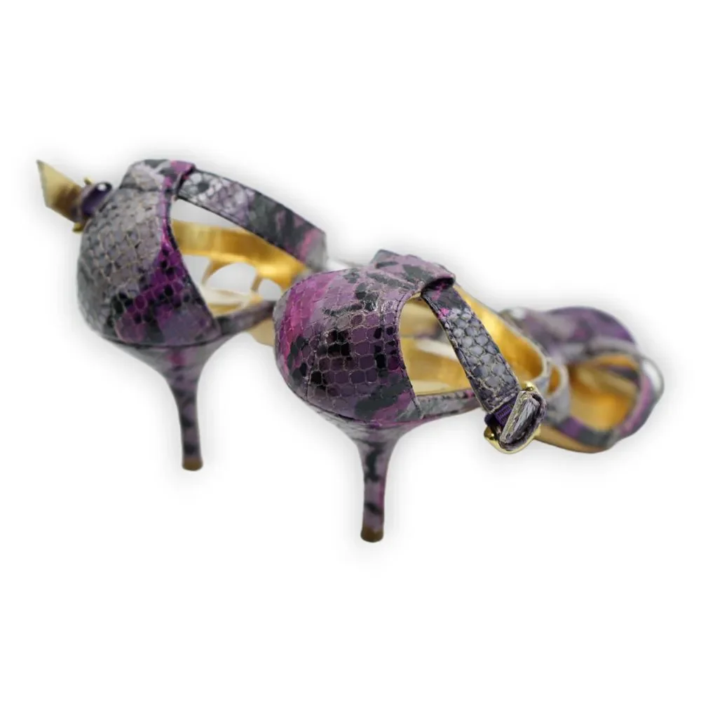 COACH Shoes Purple/Pink‎ Python Strappy Heels Size 6B Women's